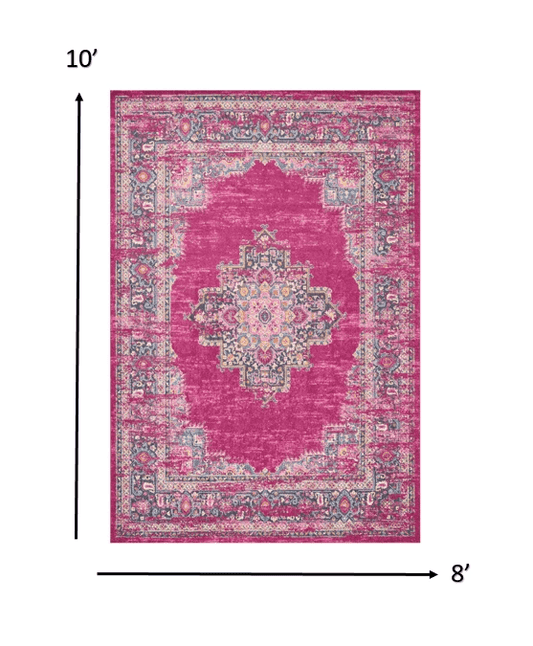 8' X 10' Fuchsia Power Loom Area Rug - Homeroots - Flyclothing LLC