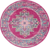8' Fuchsia Round Power Loom Area Rug - Homeroots