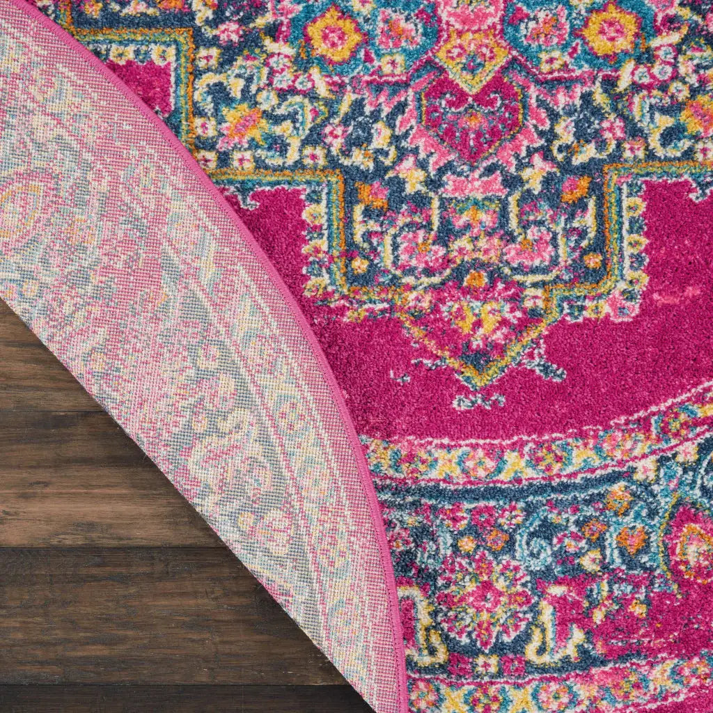 8' Fuchsia Round Power Loom Area Rug - Homeroots - Flyclothing LLC