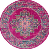 8' Fuchsia Round Power Loom Area Rug - Homeroots