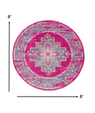 8' Fuchsia Round Power Loom Area Rug - Homeroots