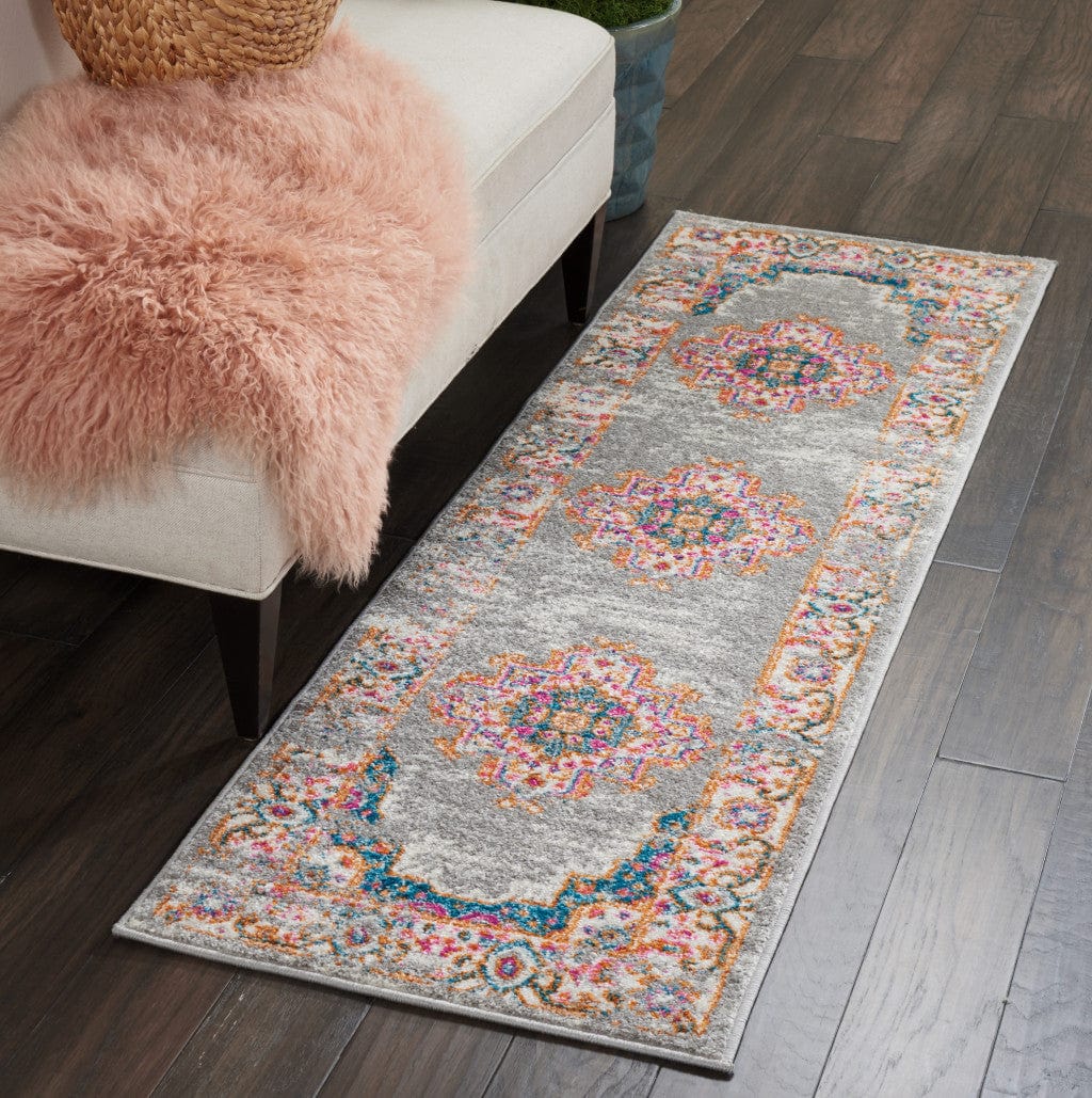 6' Gray Power Loom Runner Rug - Homeroots