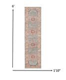 6' Gray Power Loom Runner Rug - Homeroots