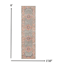 6' Gray Power Loom Runner Rug - Homeroots