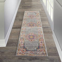 8' Gray Power Loom Runner Rug - Homeroots