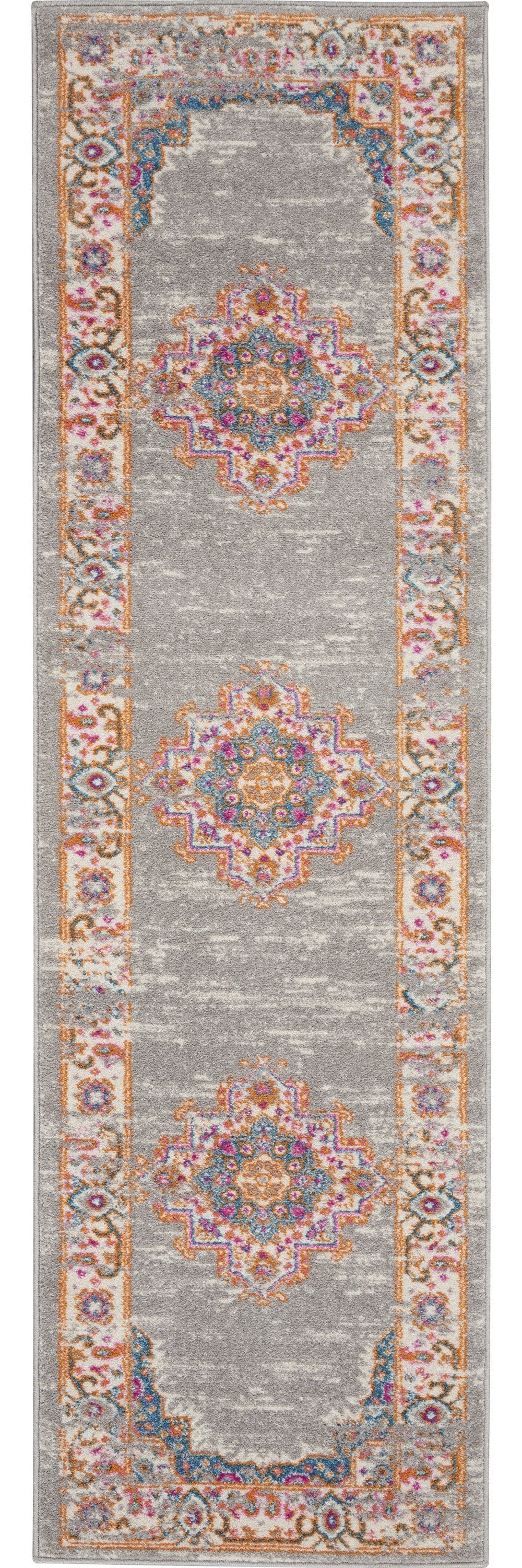 8' Gray Power Loom Runner Rug - Homeroots