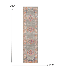 8' Gray Power Loom Runner Rug - Homeroots