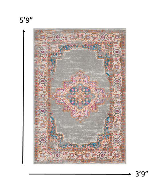4' X 6' Gray Power Loom Area Rug - Homeroots