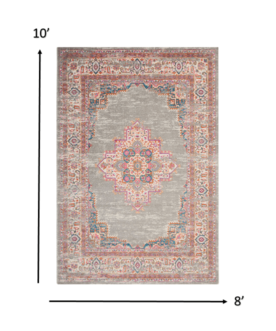 8' X 10' Gray Power Loom Area Rug - Homeroots