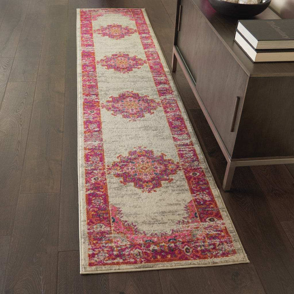 8' Fuchsia Power Loom Runner Rug - Homeroots - Flyclothing LLC