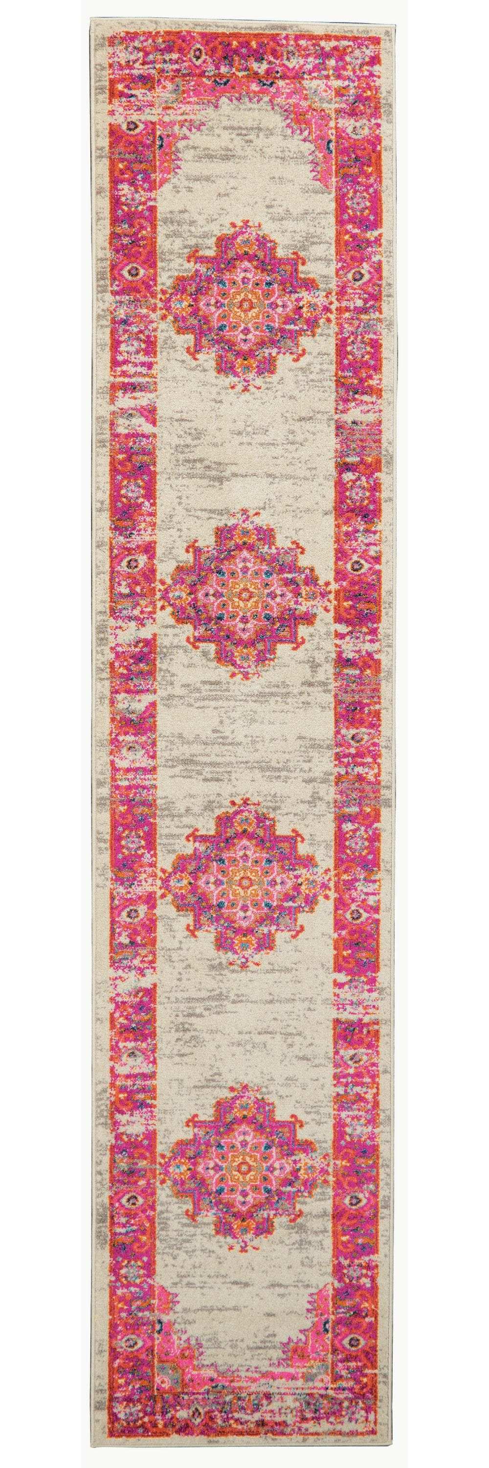 8' Fuchsia Power Loom Runner Rug - Homeroots - Flyclothing LLC