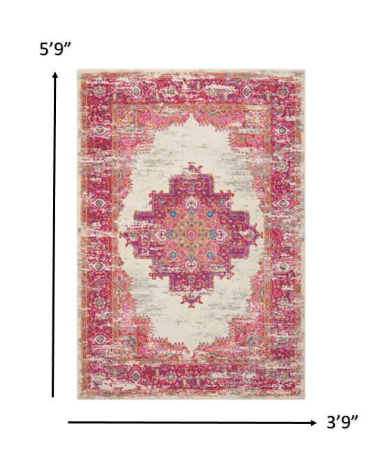 4' X 6' Fuchsia Power Loom Area Rug - Homeroots