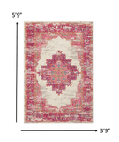 4' X 6' Fuchsia Power Loom Area Rug - Homeroots
