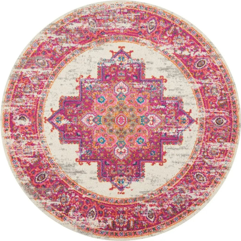 4' Fuchsia Round Power Loom Area Rug - Homeroots