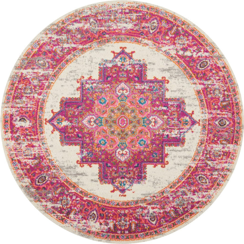 5' Fuchsia Round Power Loom Area Rug - Homeroots