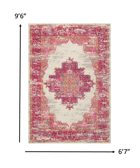 7' X 10' Fuchsia Power Loom Area Rug - Homeroots