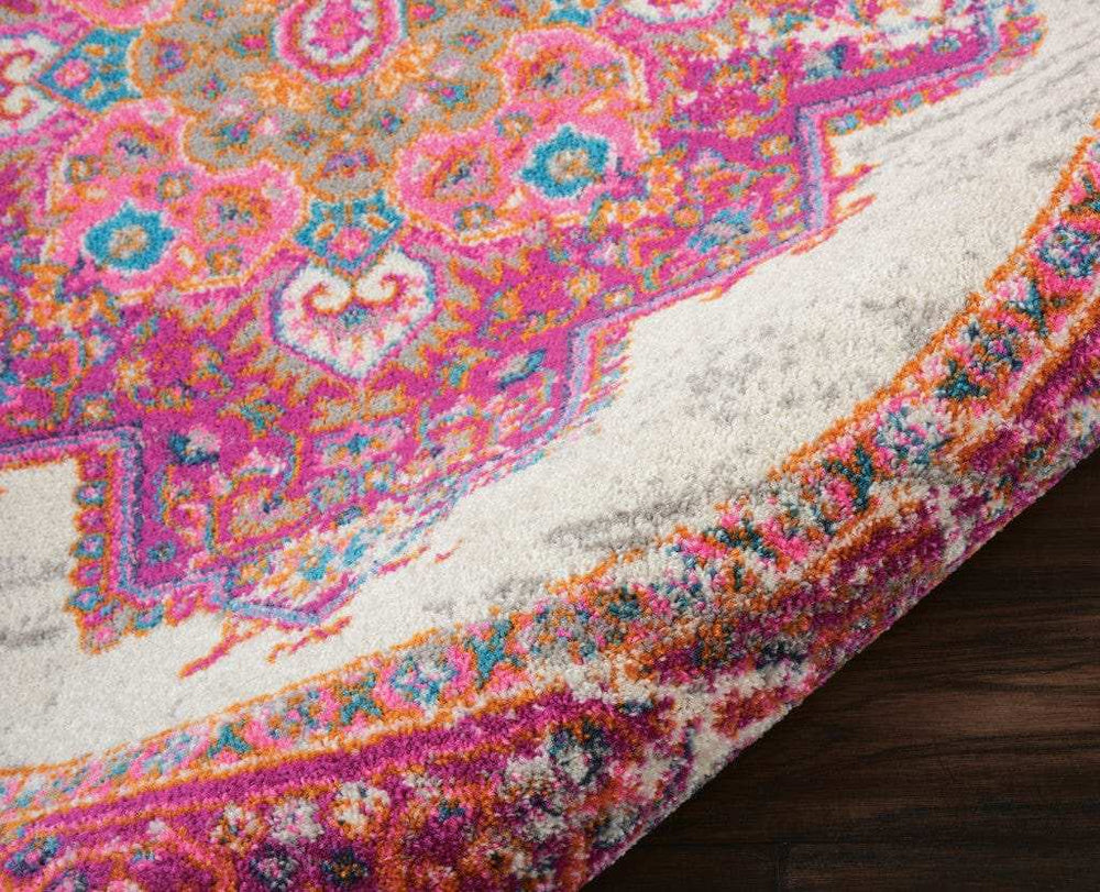 8' Fuchsia Round Power Loom Area Rug - Homeroots - Flyclothing LLC