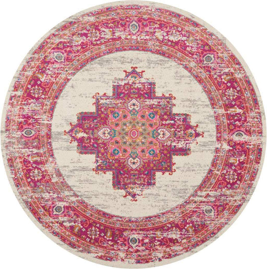 8' Fuchsia Round Power Loom Area Rug - Homeroots - Flyclothing LLC