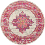 8' Fuchsia Round Power Loom Area Rug - Homeroots