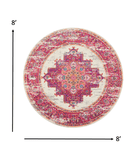 8' Fuchsia Round Power Loom Area Rug - Homeroots