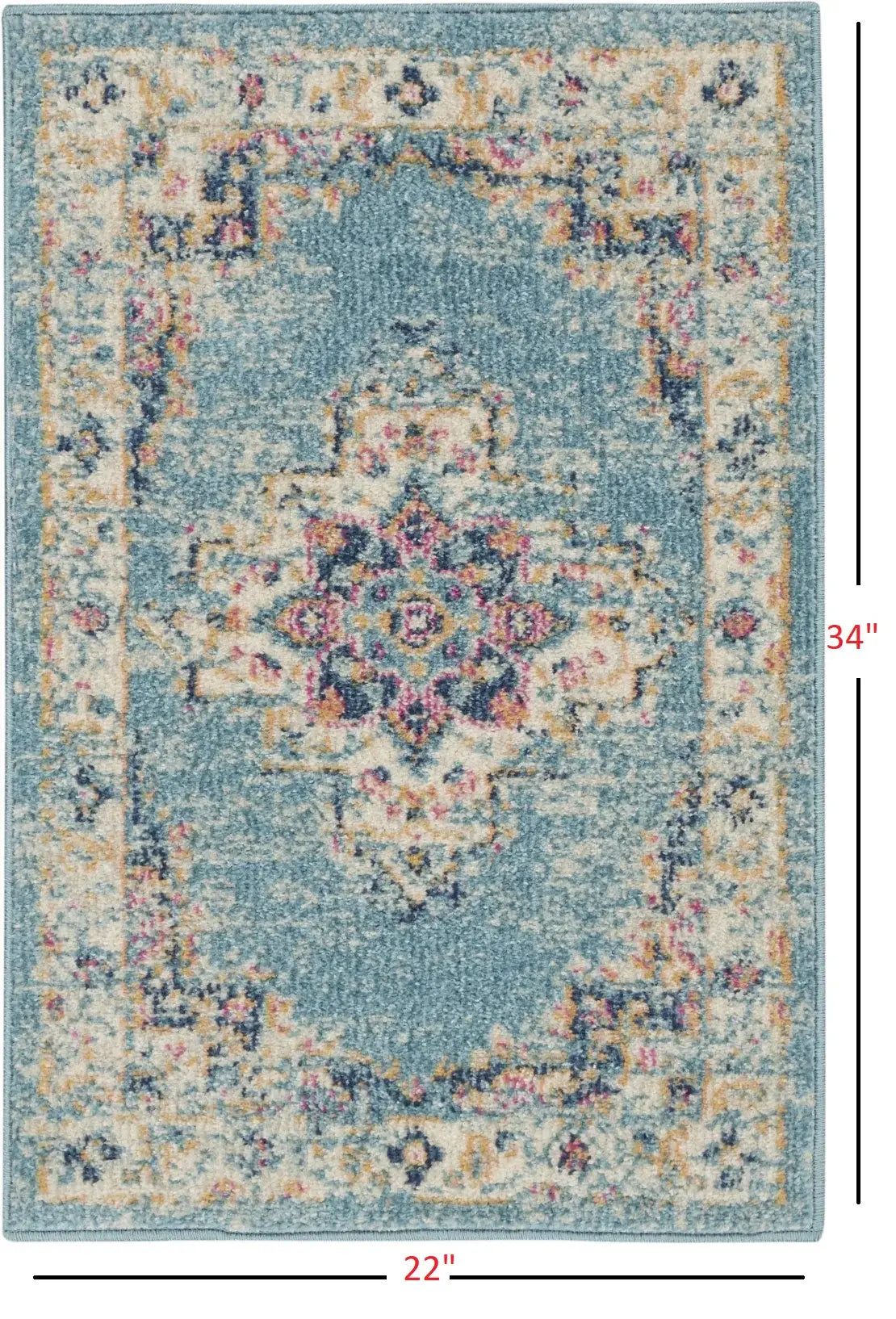 2' X 3' Light Blue Southwestern Power Loom Area Rug - Homeroots - Flyclothing LLC