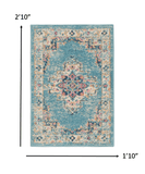 2' X 3' Light Blue Southwestern Power Loom Area Rug - Homeroots