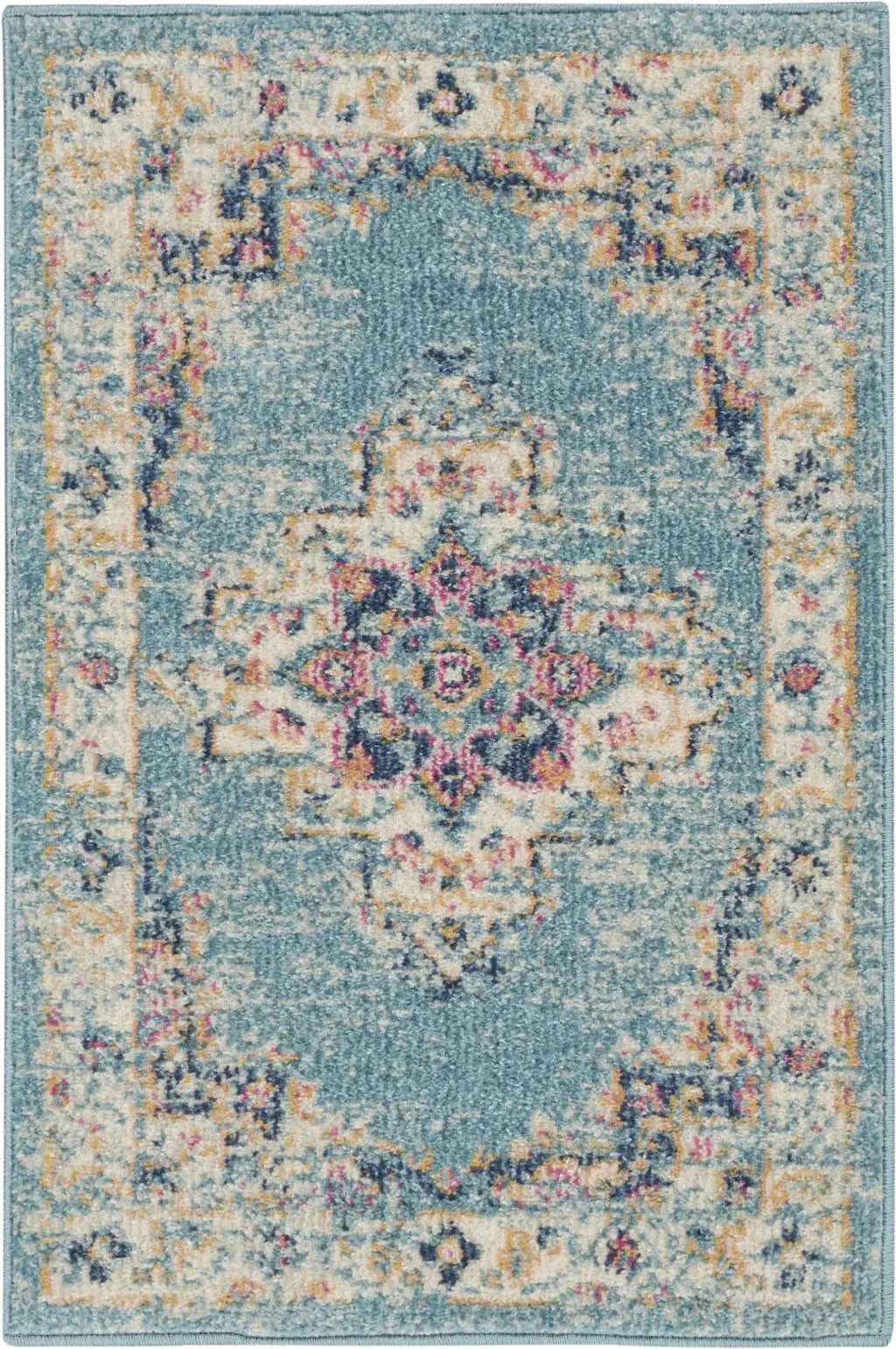 2' X 3' Light Blue Southwestern Power Loom Area Rug - Homeroots - Flyclothing LLC