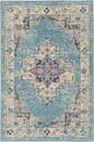 2' X 3' Light Blue Southwestern Power Loom Area Rug - Homeroots