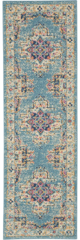 6' Light Blue Southwestern Power Loom Runner Rug - Homeroots - Flyclothing LLC