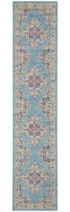 10' Light Blue Southwestern Power Loom Runner Rug - Homeroots