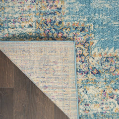2' X 8' Light Blue Distressed Medallion Runner Rug