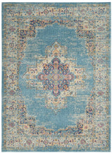 4' X 6' Light Blue Southwestern Power Loom Area Rug - Homeroots - Flyclothing LLC