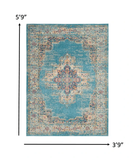4' X 6' Light Blue Southwestern Power Loom Area Rug - Homeroots
