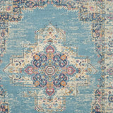 7' X 10' Blue and Ivory Medallion Power Loom Distressed Area Rug - Homeroots - Flyclothing LLC
