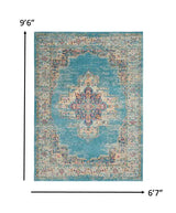 7' X 10' Blue and Ivory Medallion Power Loom Distressed Area Rug - Homeroots - Flyclothing LLC
