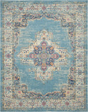 8' X 10' Light Blue Southwestern Power Loom Area Rug - Homeroots
