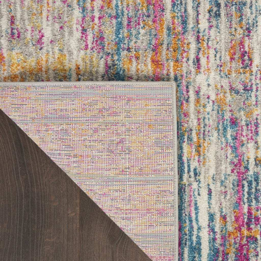 6' Pink And Ivory Abstract Power Loom Runner Rug - Homeroots - Flyclothing LLC