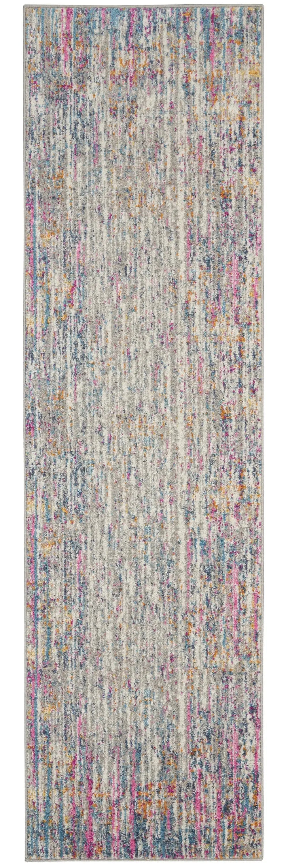 6' Pink And Ivory Abstract Power Loom Runner Rug - Homeroots - Flyclothing LLC