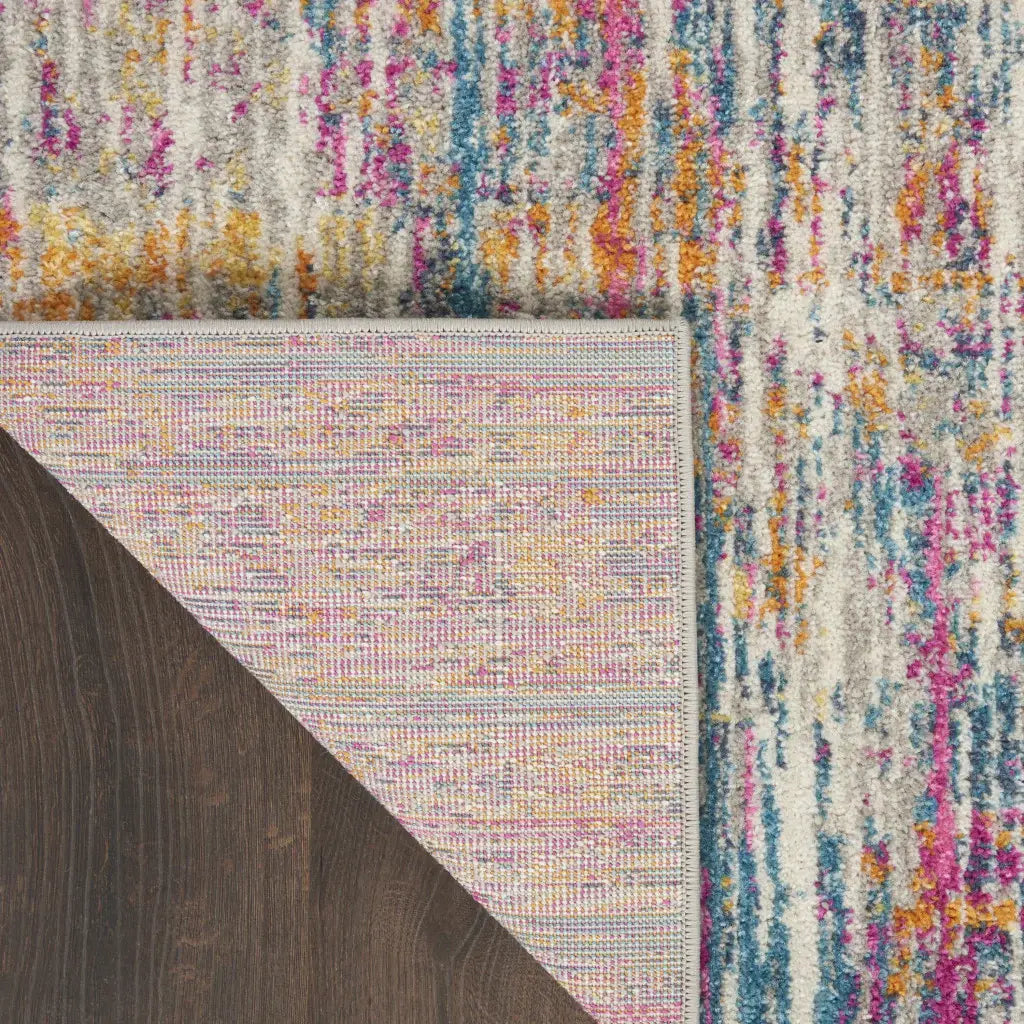 10' Pink And Ivory Abstract Power Loom Runner Rug - Homeroots - Flyclothing LLC
