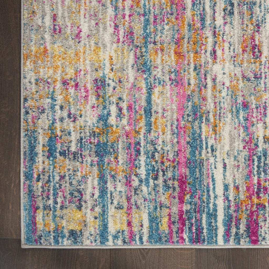 10' Pink And Ivory Abstract Power Loom Runner Rug - Homeroots - Flyclothing LLC