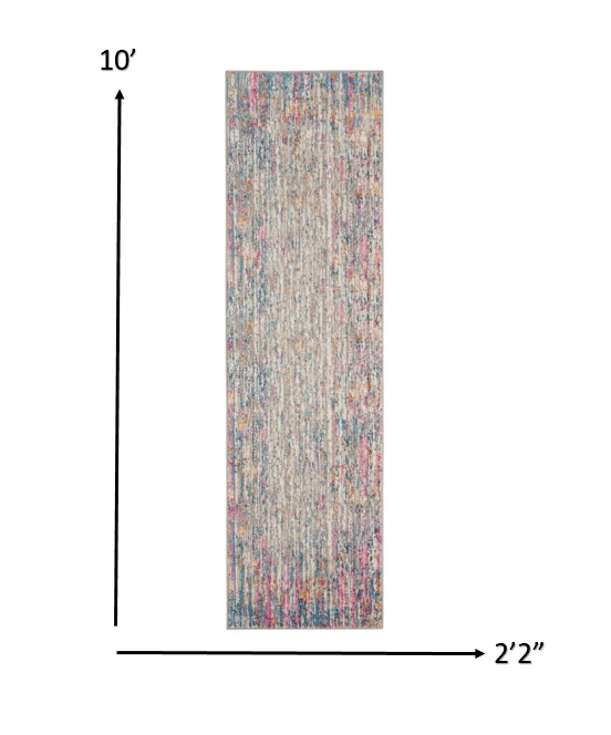 10' Pink And Ivory Abstract Power Loom Runner Rug - Homeroots