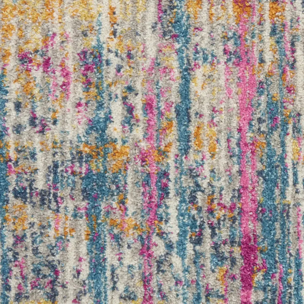 10' Pink And Ivory Abstract Power Loom Runner Rug - Homeroots - Flyclothing LLC