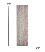 8' Pink And Ivory Abstract Power Loom Runner Rug - Homeroots - Flyclothing LLC