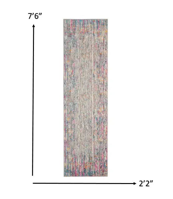8' Pink And Ivory Abstract Power Loom Runner Rug - Homeroots - Flyclothing LLC