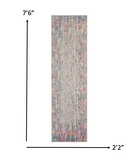 8' Pink And Ivory Abstract Power Loom Runner Rug - Homeroots