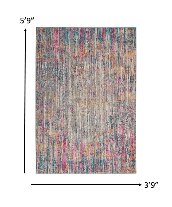4' X 6' Pink And Ivory Abstract Power Loom Area Rug - Homeroots