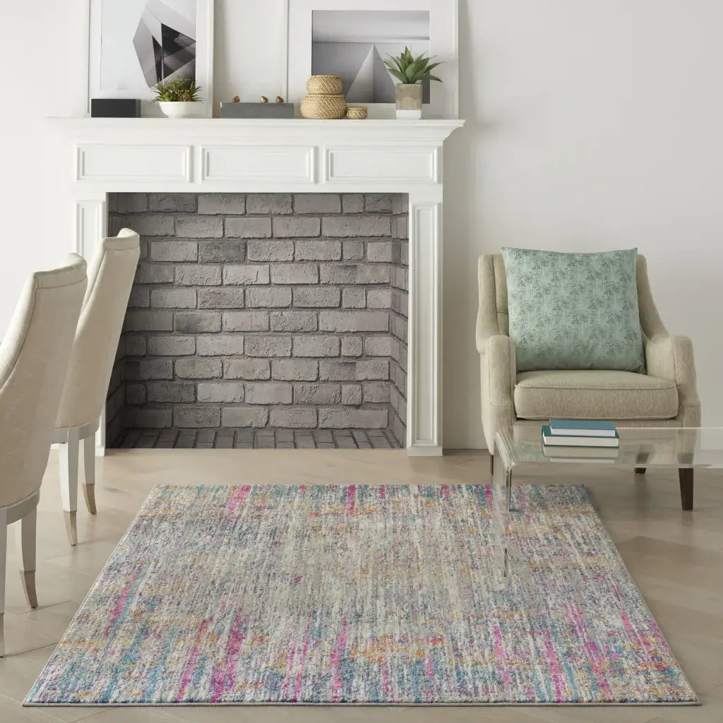4' X 6' Pink And Ivory Abstract Power Loom Area Rug - Homeroots - Flyclothing LLC