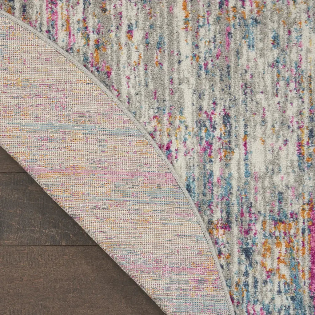 4' Pink And Ivory Round Abstract Power Loom Area Rug - Homeroots - Flyclothing LLC
