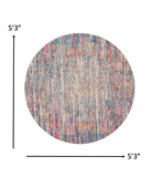 5' Pink And Ivory Round Abstract Power Loom Area Rug - Homeroots