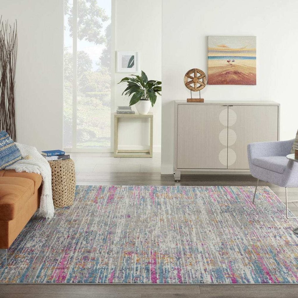 7' X 10' Pink And Ivory Abstract Power Loom Area Rug - Homeroots - Flyclothing LLC